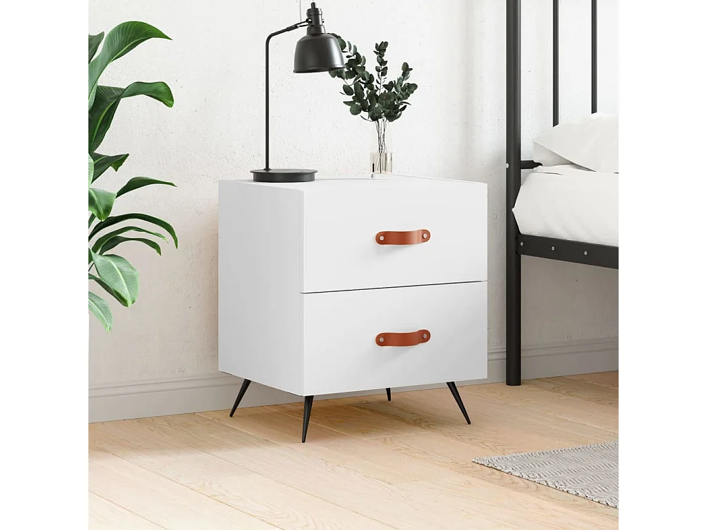 Table de chevet blanc 40x35x47,5 cm bois d'ingénierie QPD23527