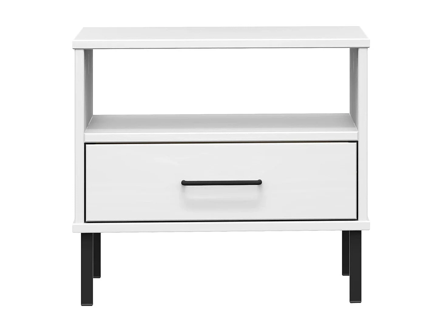 Mesa de cabeceira c/ pernas de metal pinho maciço OSLO branco PT34708