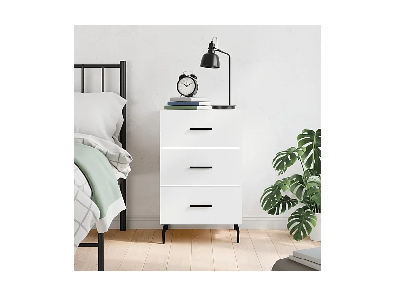 Table de chevet blanc 40x40x66 cm bois d'ingénierie QPD76466