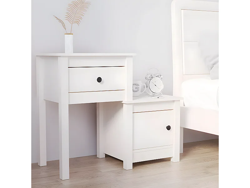 Mesa de cabeceira 79,5x38x65,5 cm madeira pinho maciça branco PT69388