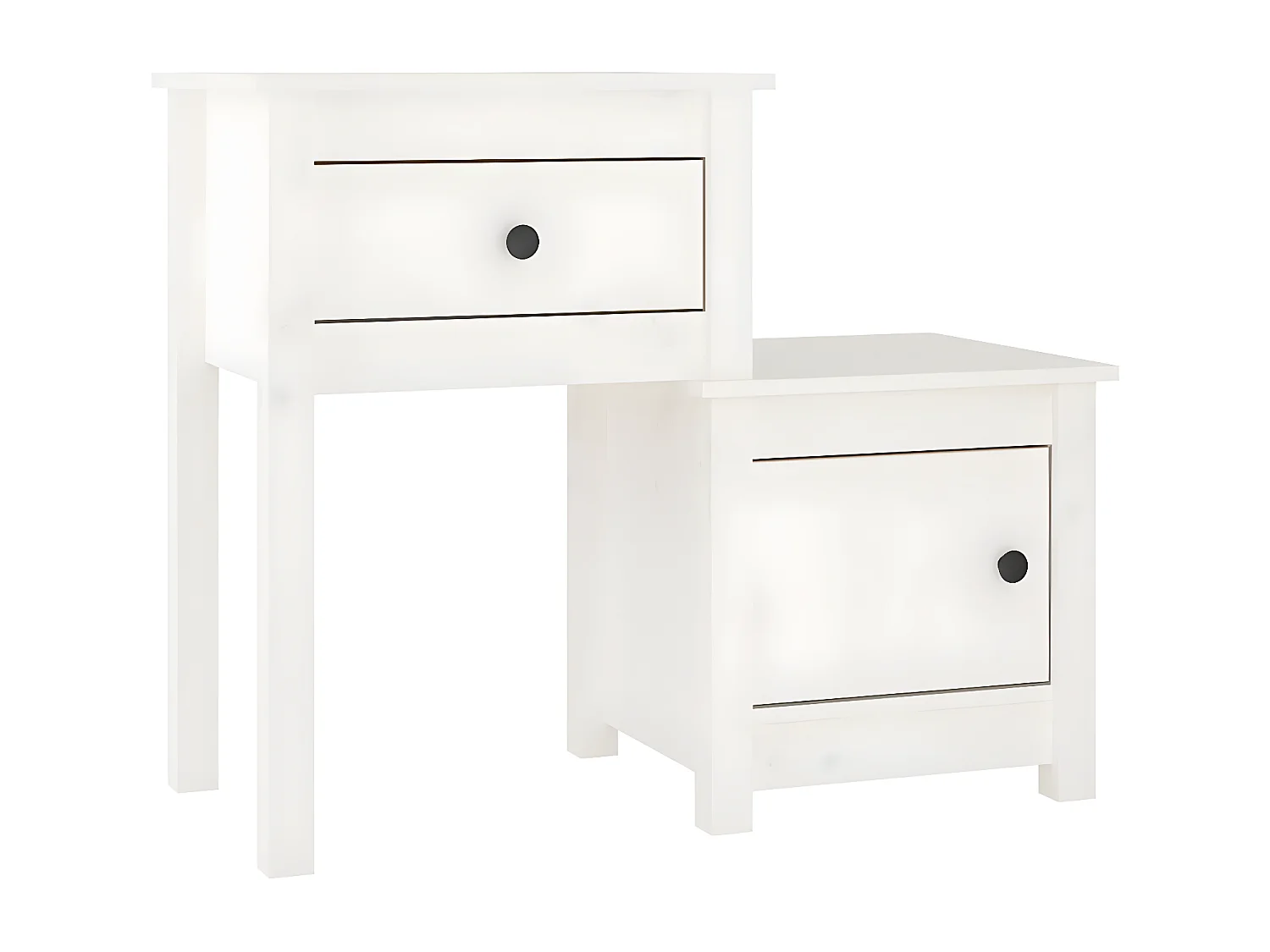 Table de chevet Blanc 79,5x38x65,5 cm Bois de pin massif KEFWE95253