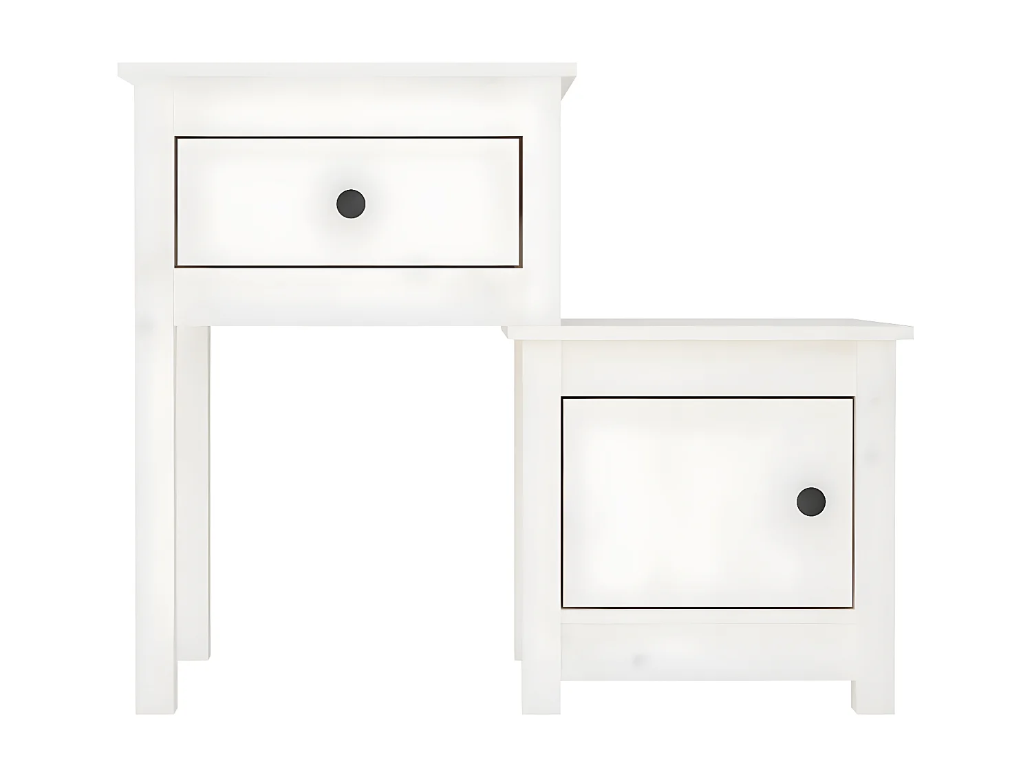 Table de chevet Blanc 79,5x38x65,5 cm Bois de pin massif KEFWE95253