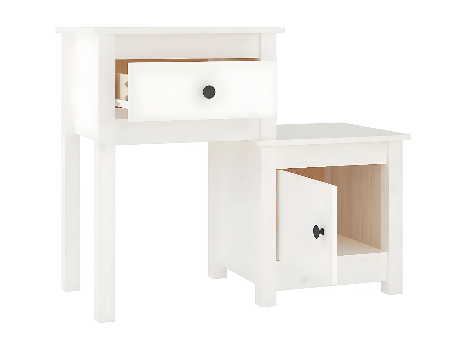 Table de chevet Blanc 79,5x38x65,5 cm Bois de pin massif KEFWE95253