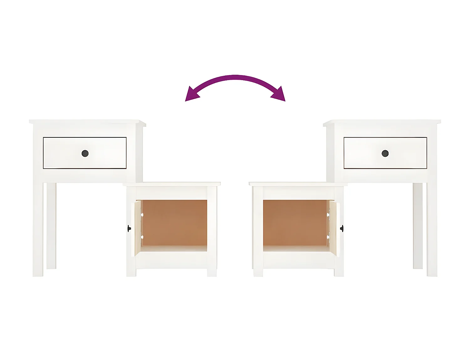 Table de chevet Blanc 79,5x38x65,5 cm Bois de pin massif KEFWE95253