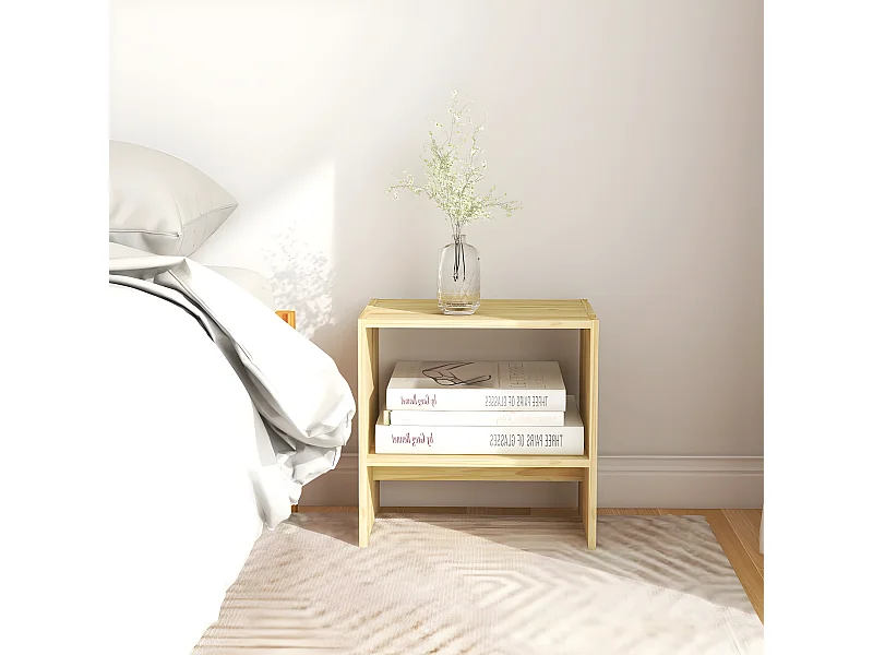 Mesita de noche madera maciza de pino 40x30,5x40 cm ES13446