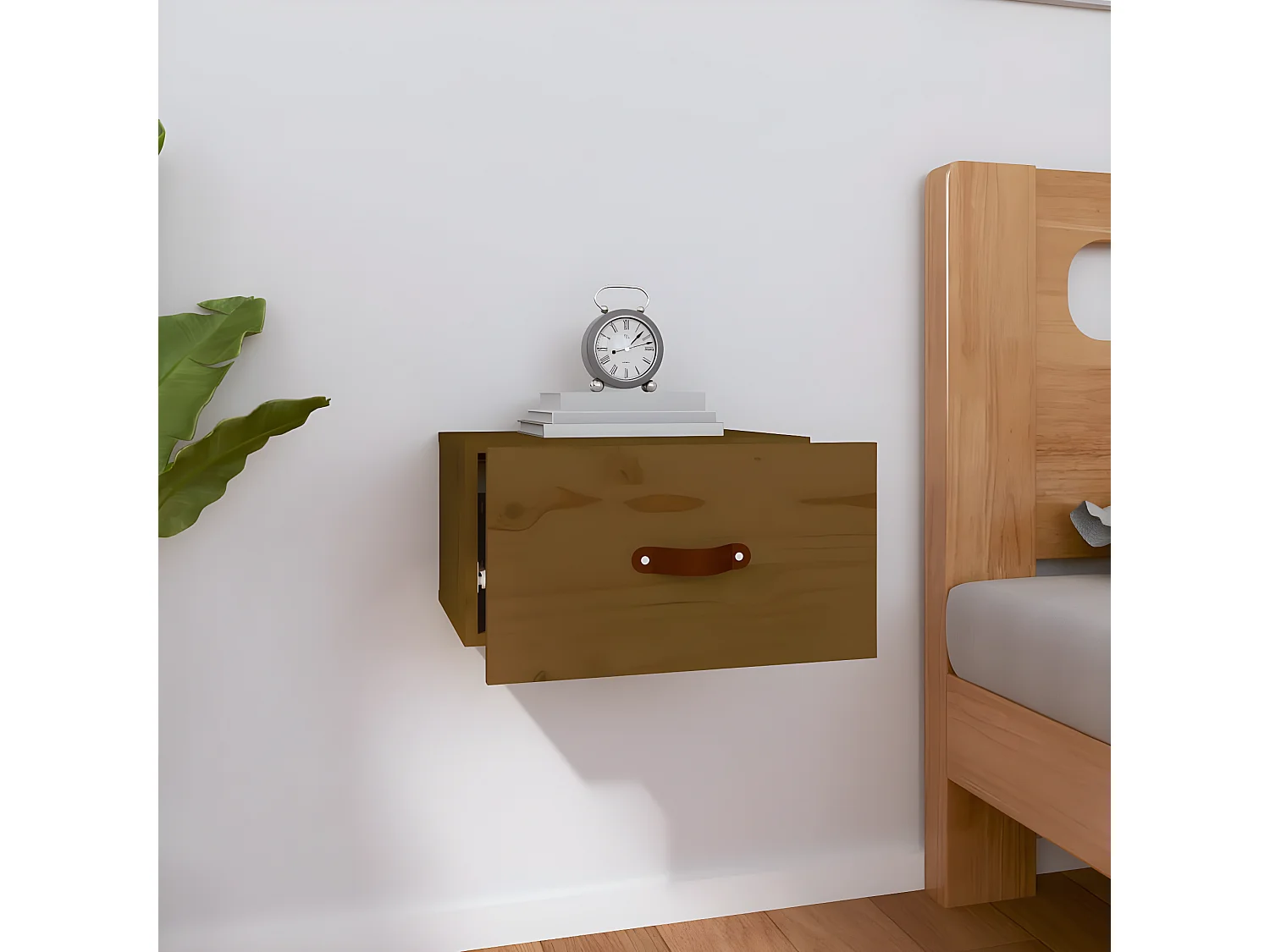 Mesa de cabeceira de parede 40x29,5x22 cm castanho mel PT66413