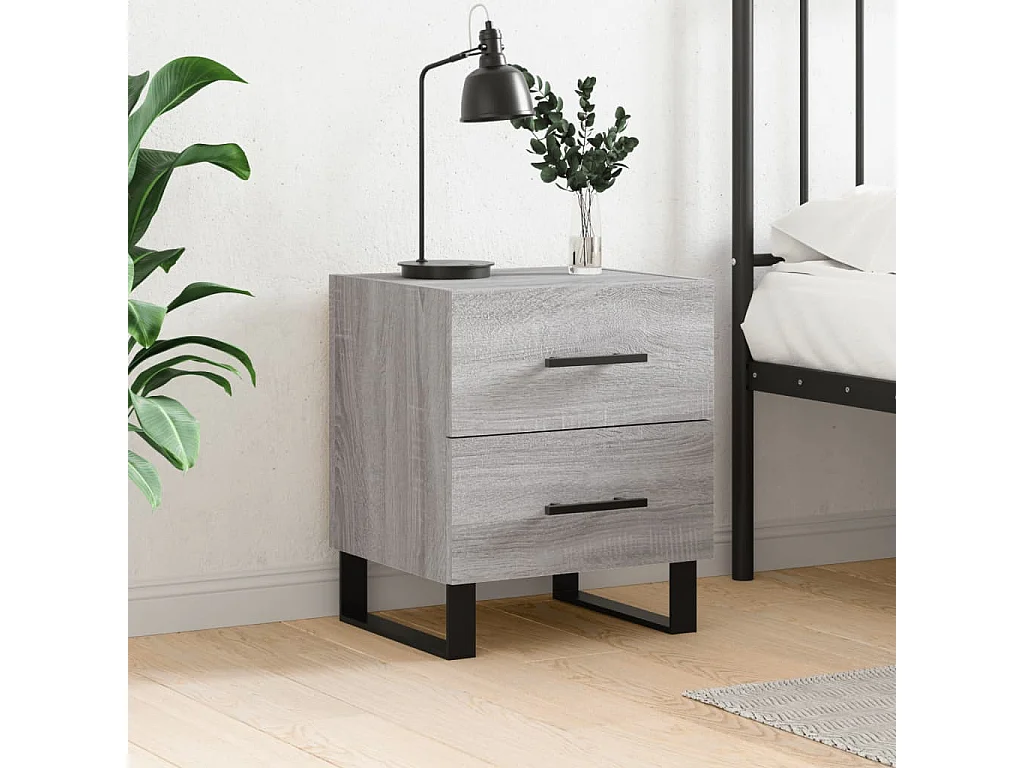 Comodino | Tavolino da notte | Tavolino da letto Grigio Sonoma 40x35x47,5 cm in Legno Multistrato
