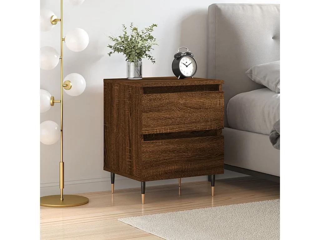 Table de chevet chêne marron 40x35x50 cm bois d'ingénierie QPD21156