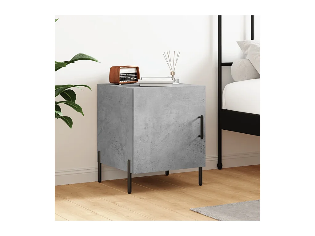 Table de chevet gris béton 40x40x50 cm bois d'ingénierie QPD87481