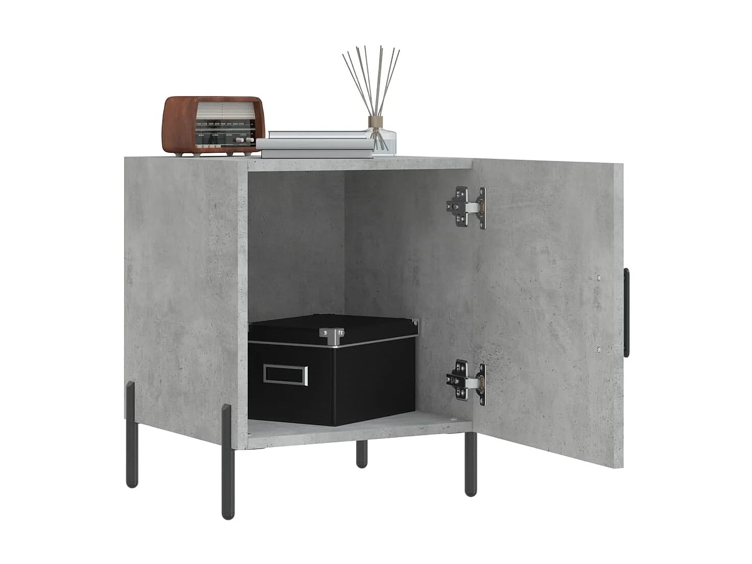 Mesa cabeceira 40x40x50cm derivados de madeira cinzento cimento PT33648