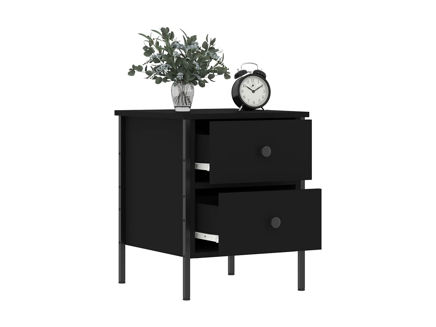 Table de chevet noir 40x42x50 cm bois d'ingénierie QPD93299