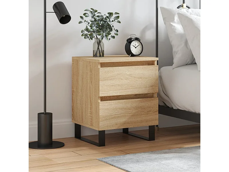 Nachtkastje 40x35x50 cm bewerkt hout sonoma eikenkleurig NL32356