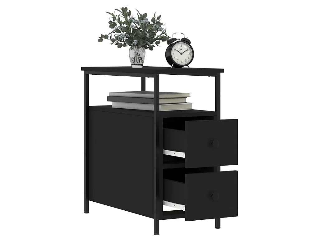 Nachtkastje 30x60x60 cm bewerkt hout zwart NL65779