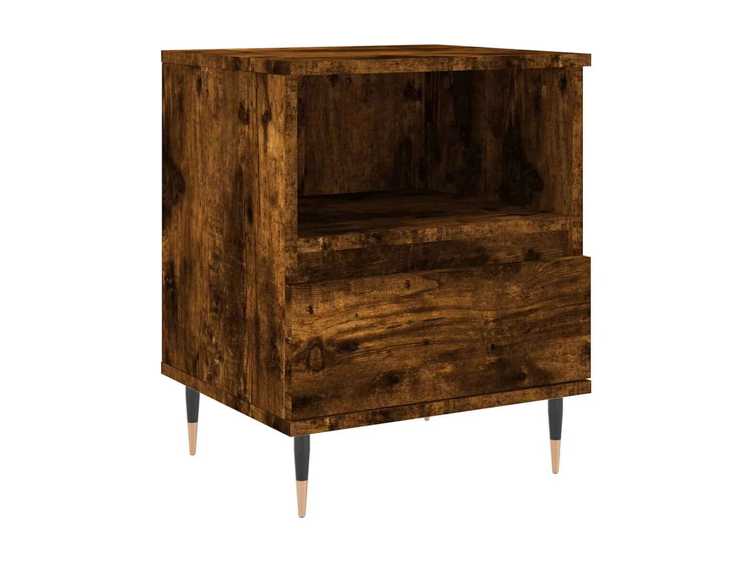 Table de chevet chêne fumé 40x35x50 cm bois d'ingénierie QPD73554