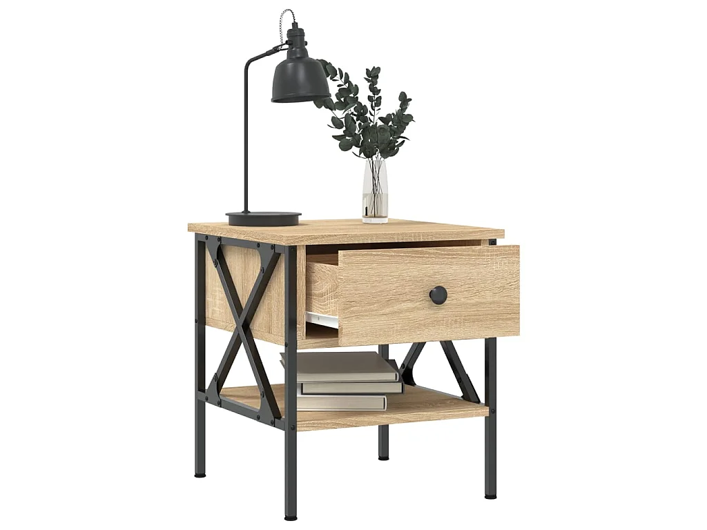 Table de chevet chêne sonoma 40x42x45 cm bois d'ingénierie QPD37670