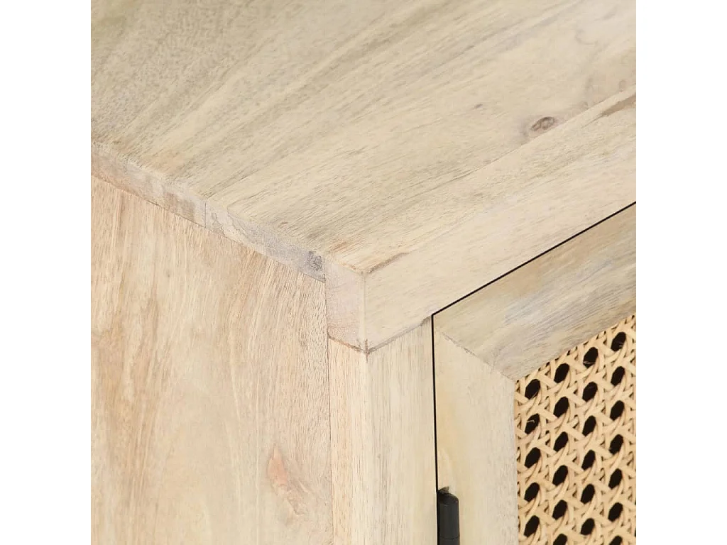 Table de chevet 40x30x50 cm Bois de manguier et canne naturelle KEFWE92126