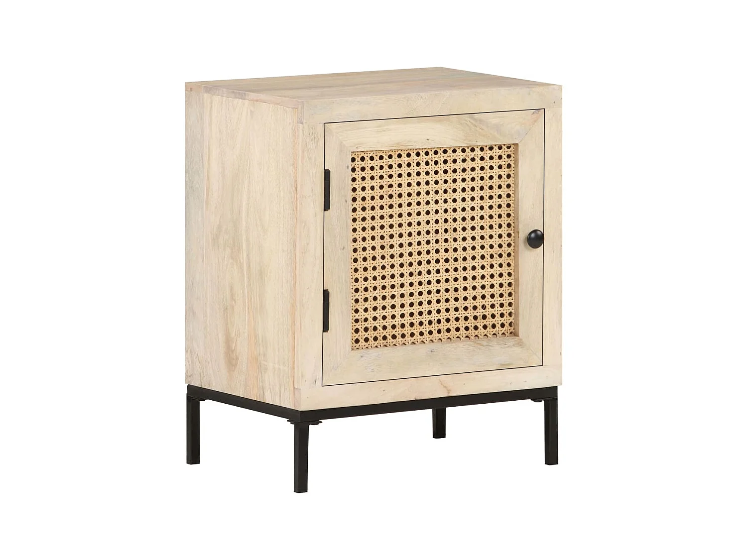 Table de chevet 40x30x50 cm Bois de manguier et canne naturelle KEFWE92126
