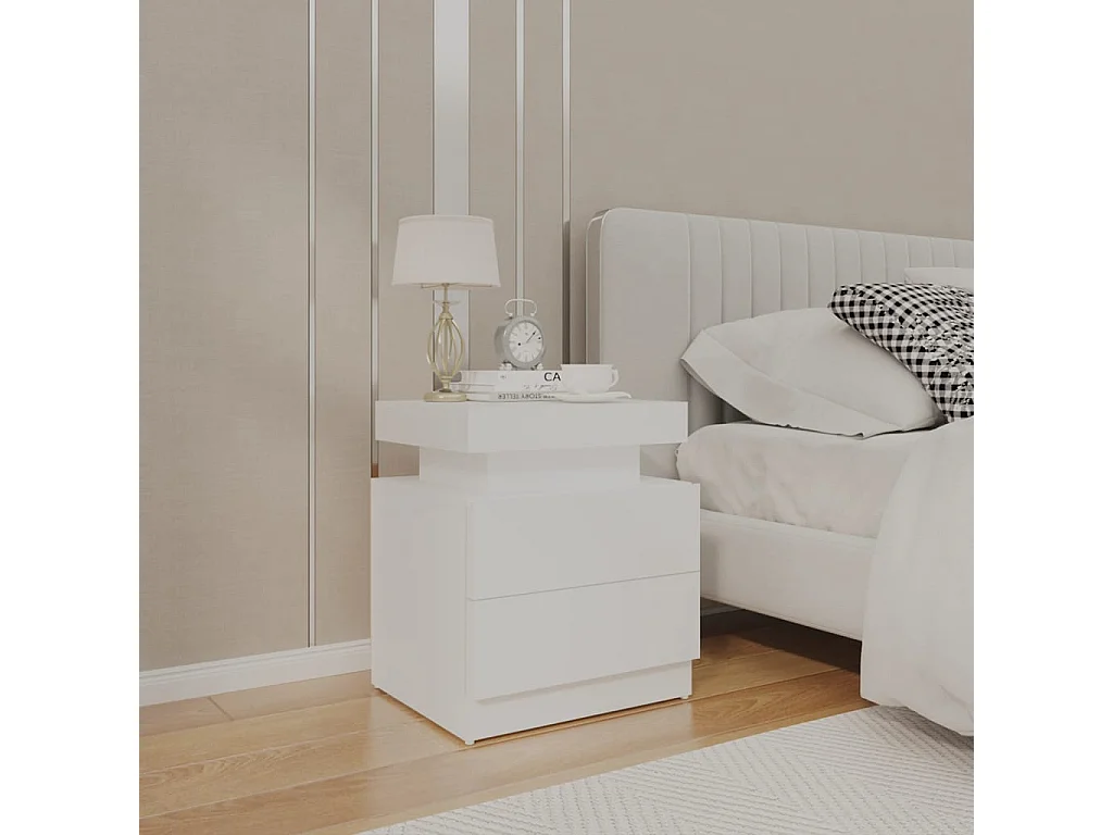 Table de chevet Blanc 45x35x52 cm Aggloméré KEFWE85317