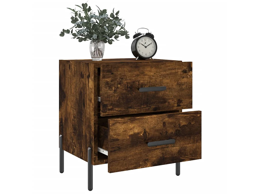 Table de chevet chêne fumé 40x35x47,5 cm bois d'ingénierie QPD72387