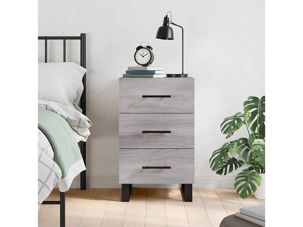 Mesita de noche madera de ingeniería gris Sonoma 40x40x66 cm ES21408