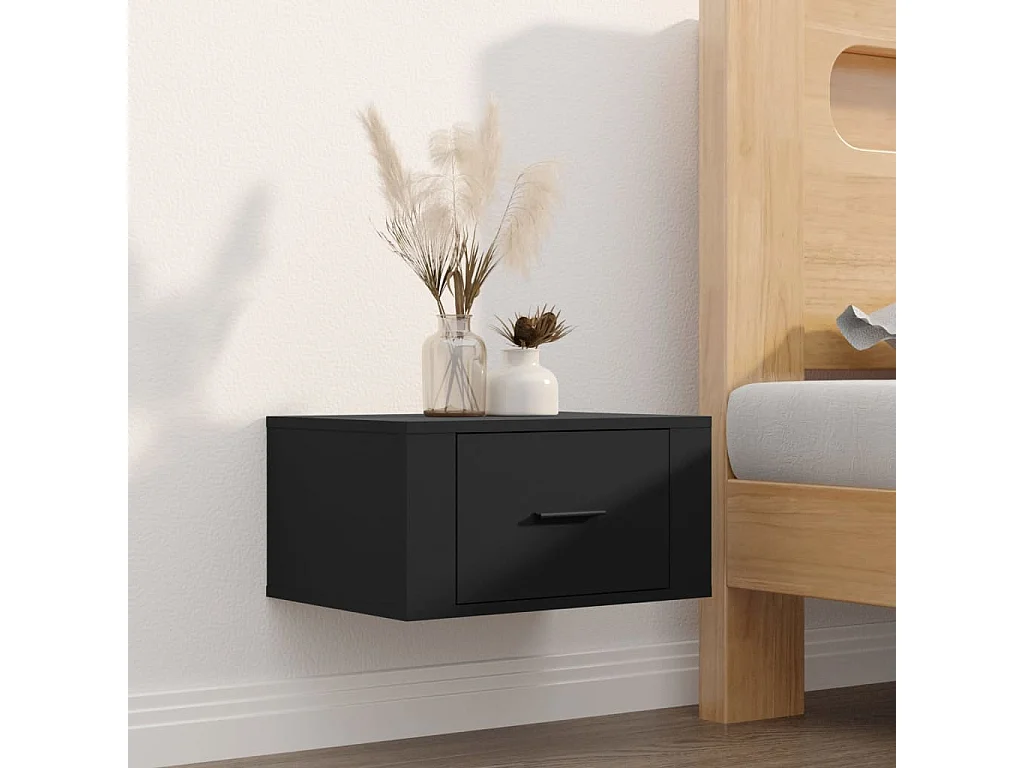 Table de chevet murale Noir 50x36x25 cm KEFWE29320