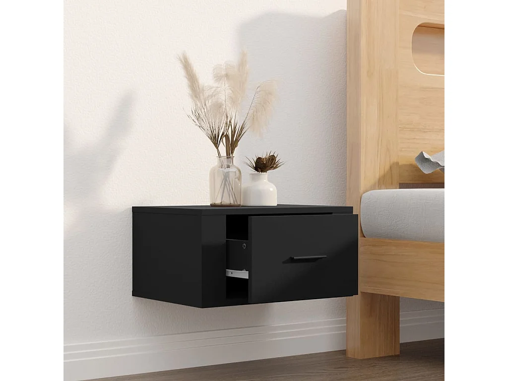 Table de chevet murale Noir 50x36x25 cm KEFWE29320