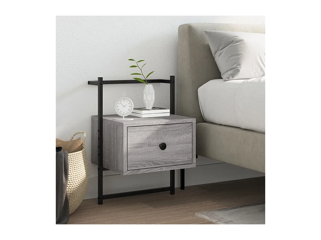 Table de chevet murale sonoma gris 35x30x51cm bois d'ingénierie QPD61761