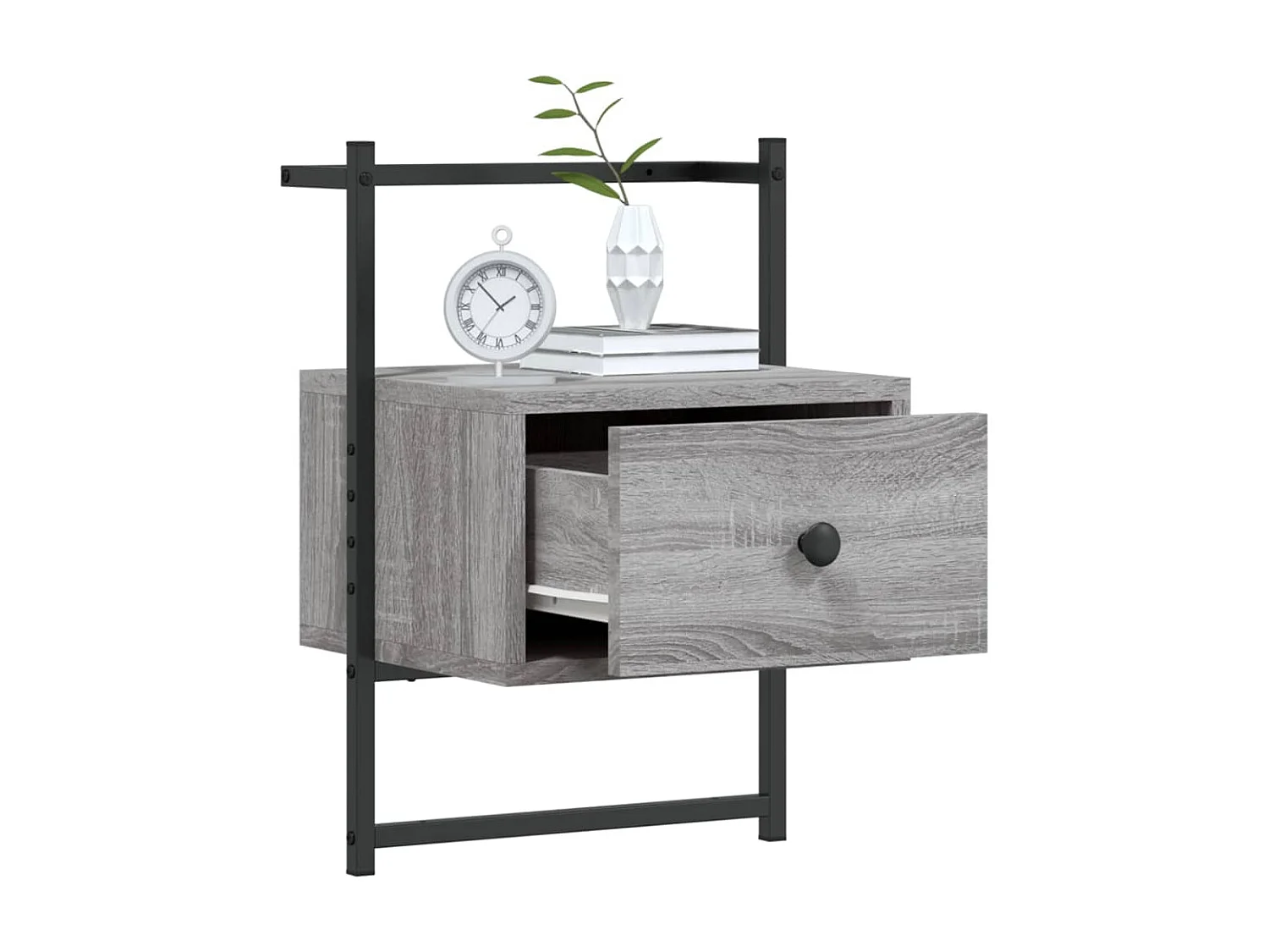 Table de chevet murale sonoma gris 35x30x51cm bois d'ingénierie QPD61761