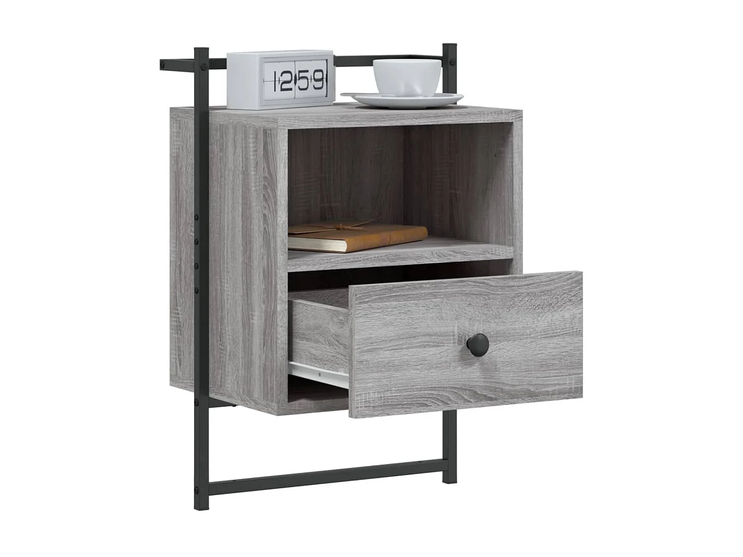 Lote de 2 Mesitas de noche de pared gris Sonoma 40x30x61 cm ES58172