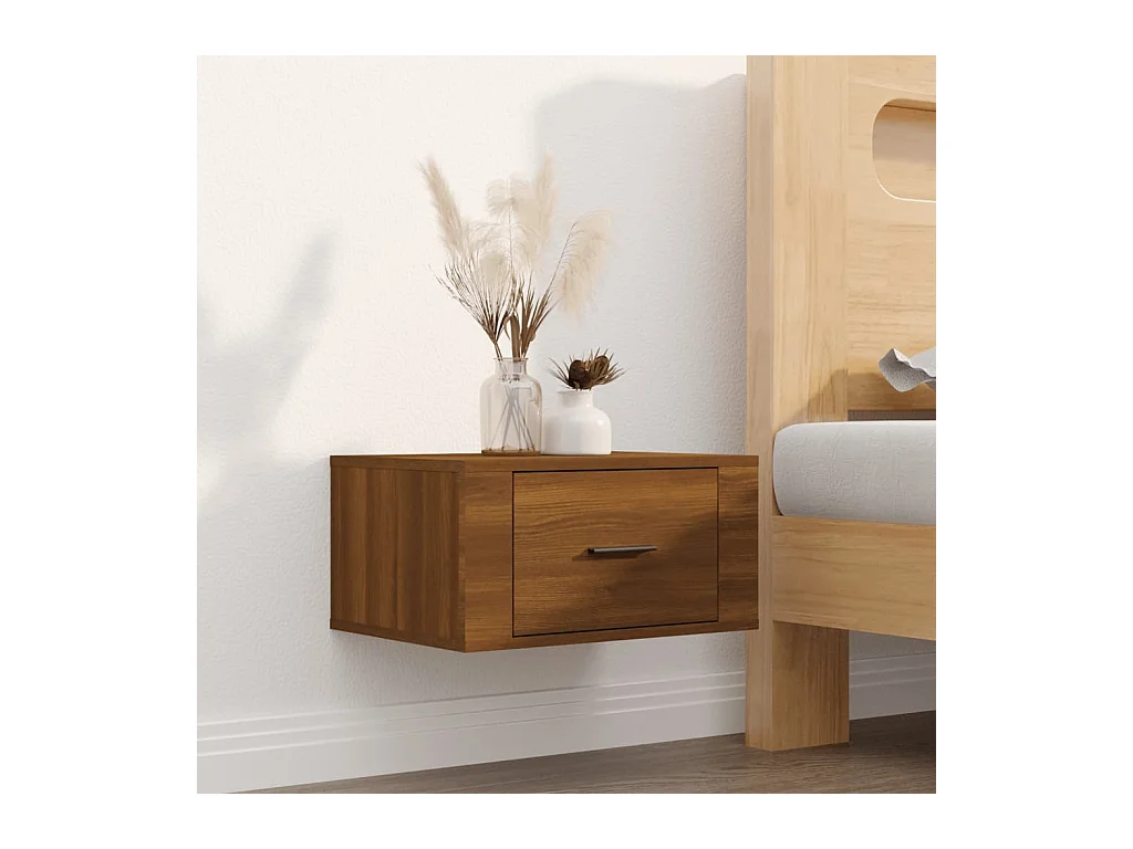 Table de chevet murale Chêne marron 50x36x25 cm KEFWE60448