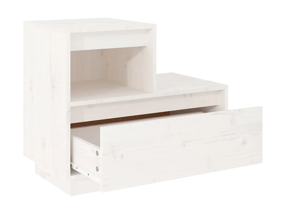 Mesa de cabeceira 60x34x51 cm madeira de pinho maciça branco PT55982