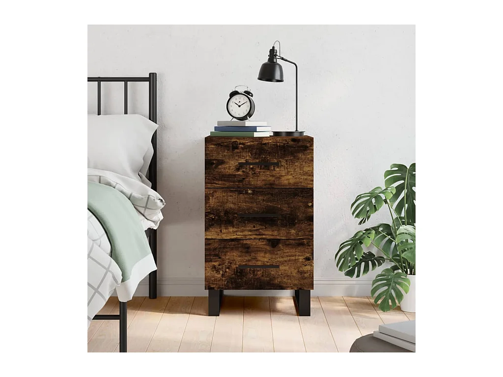 Table de chevet chêne fumé 40x40x66 cm bois d'ingénierie QPD65945