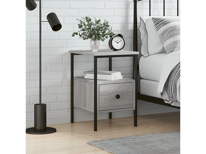Table de chevet sonoma gris 34x36x50 cm bois d'ingénierie QPD16432