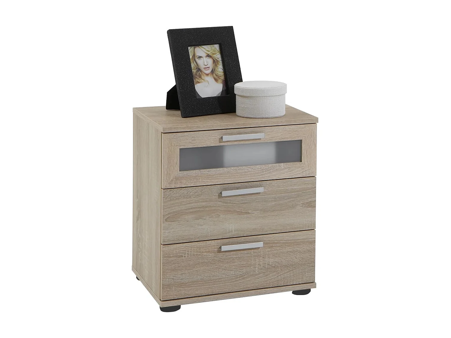 Table de chevet, Table de nuit, Table d'appoint avec 3 tiroirs Chêne KEFWE89137 BonneVie Meuble