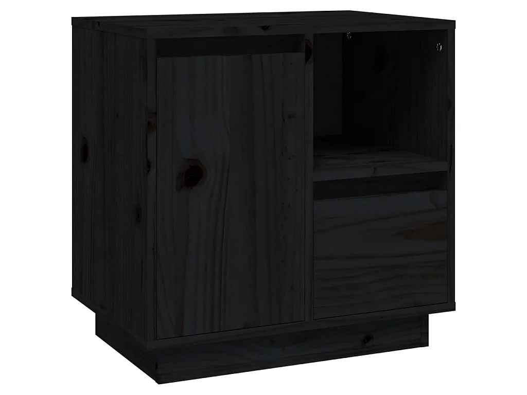 Table de chevet Noir 50x34x50 cm Bois de pin massif KEFWE41116