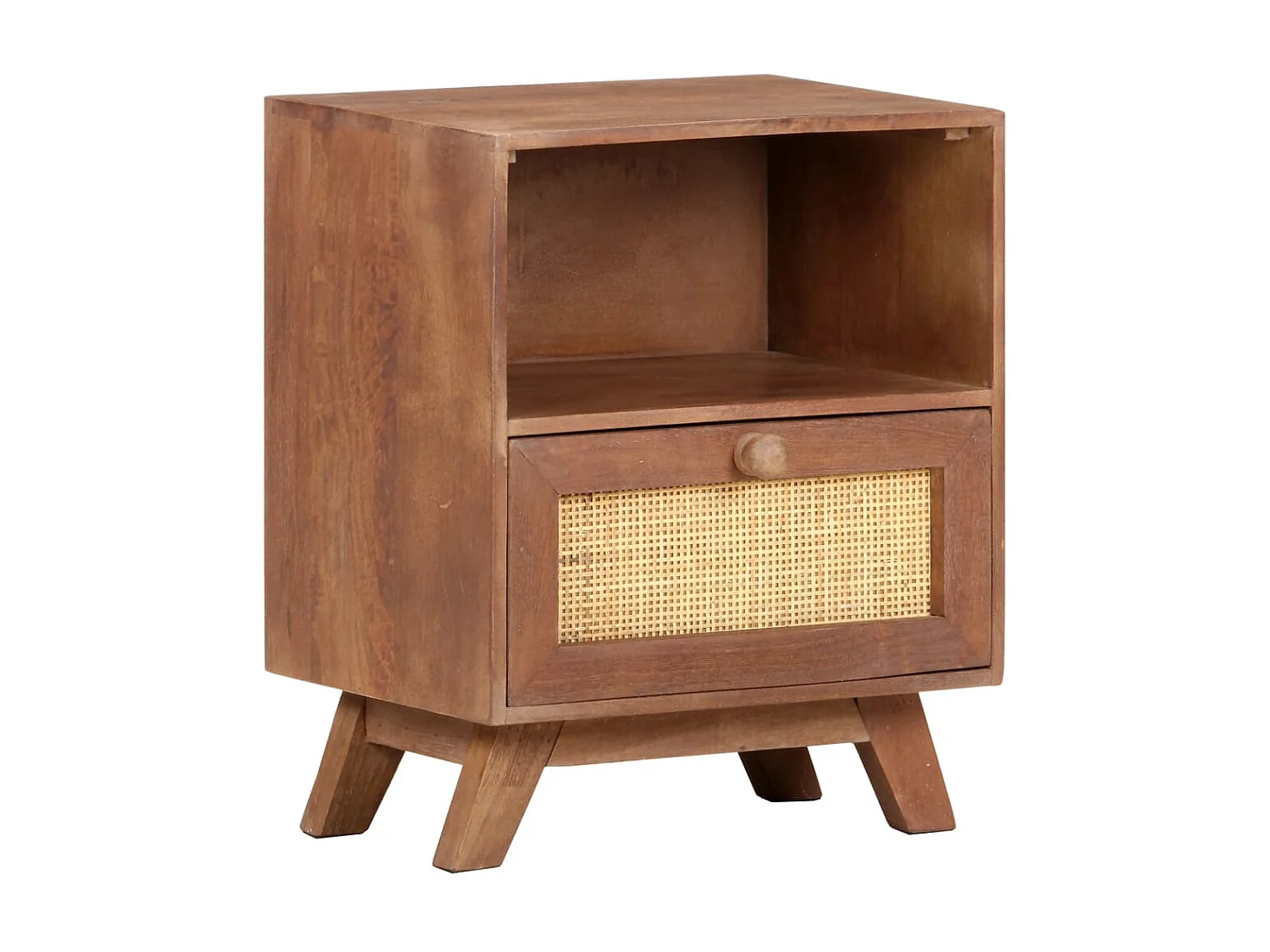 Mesita de noche de madera maciza de mango 40x30x50 cm ES77473