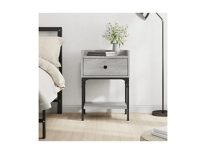 Table de chevet sonoma gris 40,5x31x60 cm bois d'ingénierie QPD21376