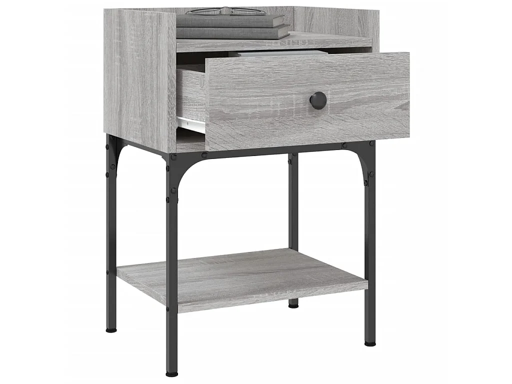 Mesita de noche madera de ingeniería gris Sonoma 40,5x31x60 cm ES37153