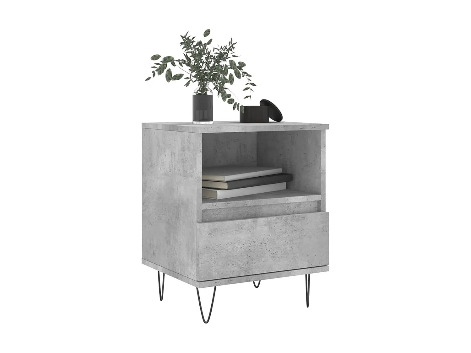 Table de chevet gris béton 40x35x50 cm bois d'ingénierie QPD12907