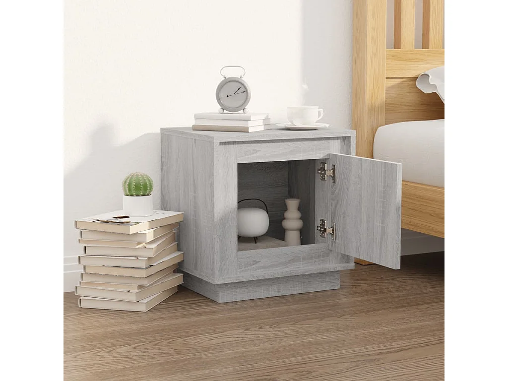 Nachtkastje 44x35x45 cm bewerkt hout grijs sonoma eikenkleurig NL20932