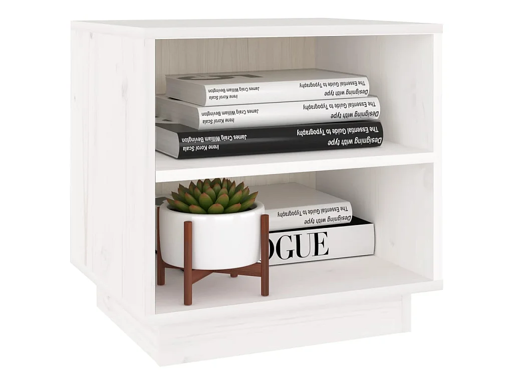 Mesita de noche de madera maciza de pino blanco 40x34x40 cm ES33442