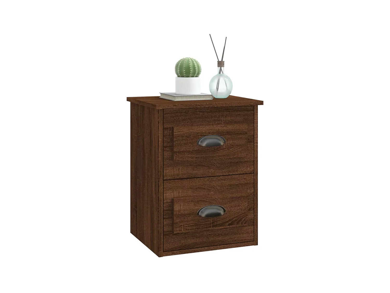 Mesita de noche de pared color roble marrón 41,5x36x53 cm ES43802