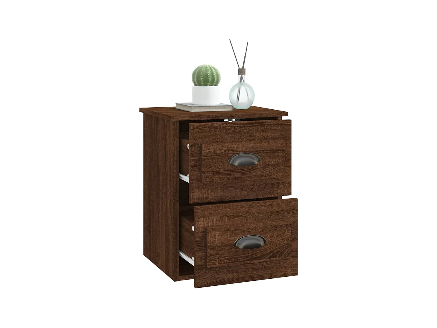 Mesita de noche de pared color roble marrón 41,5x36x53 cm ES43802