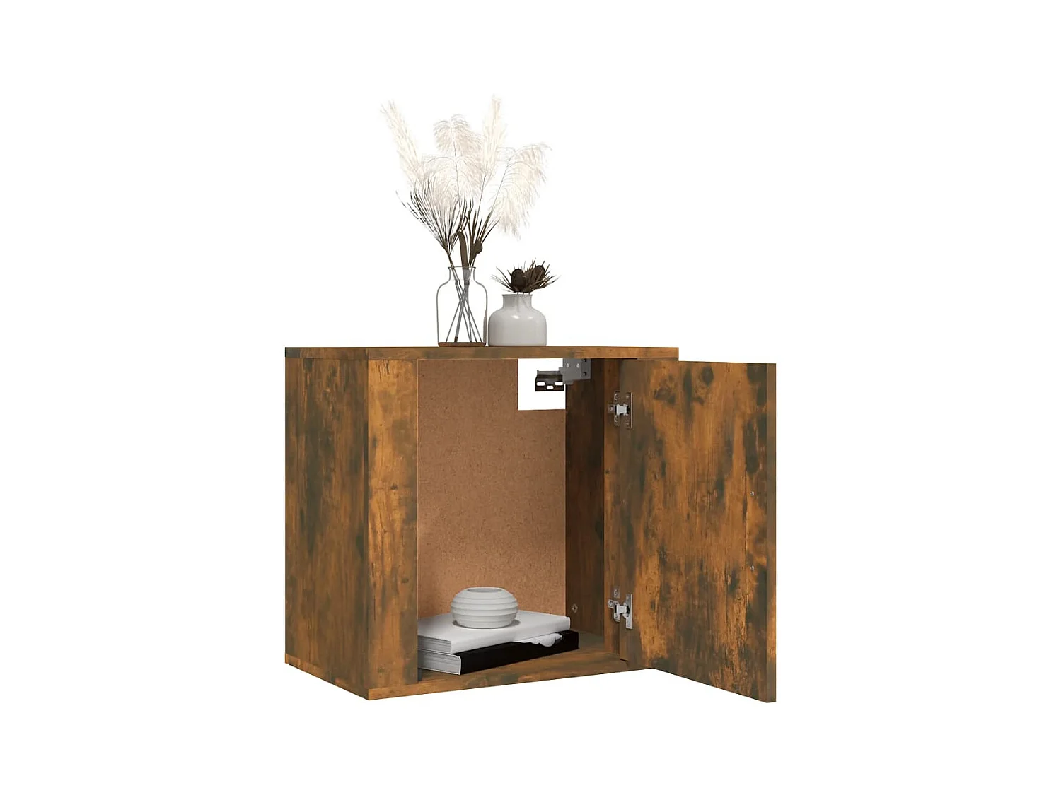 Mesita de noche de pared color roble ahumado 50x30x47 cm ES76605