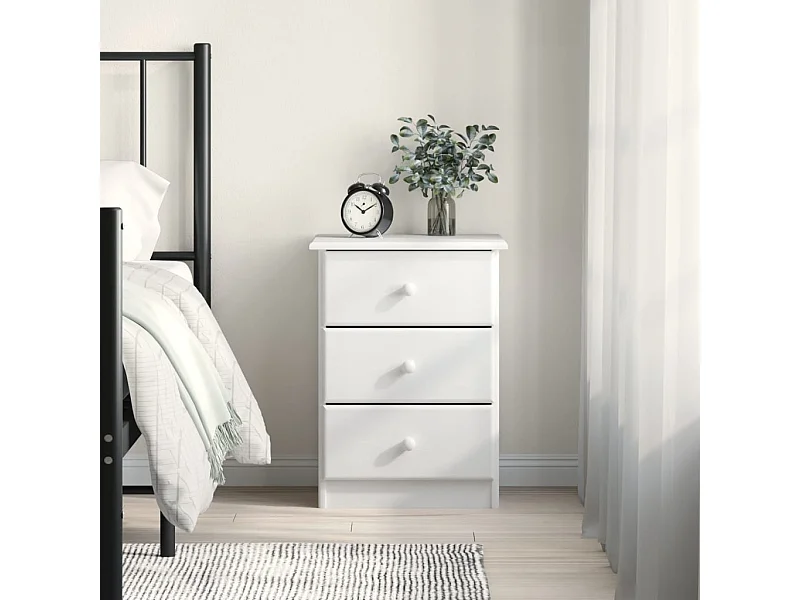 Mesa de cabeceira ALTA 41x35x55,5 cm pinho maciço branco PT87996