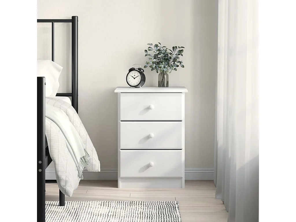 Mesa de cabeceira ALTA 41x35x55,5 cm pinho maciço branco PT87996