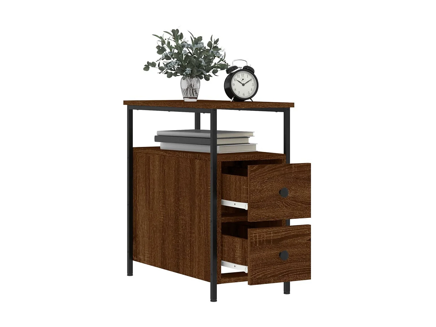 Table de chevet chêne marron 30x60x60 cm bois d'ingénierie QPD32184