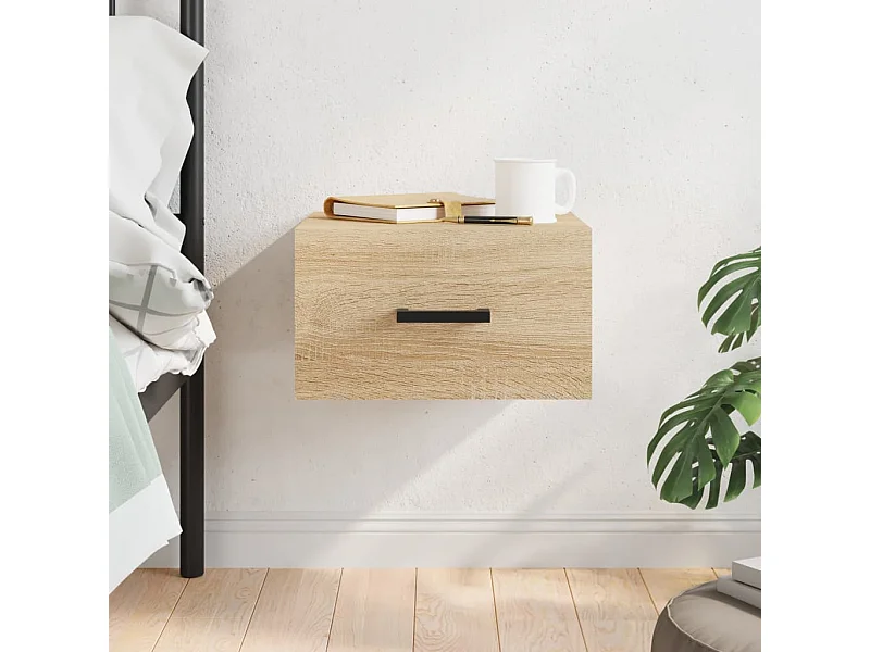 Table de chevet murale chêne sonoma 35x35x20 cm QPD22729