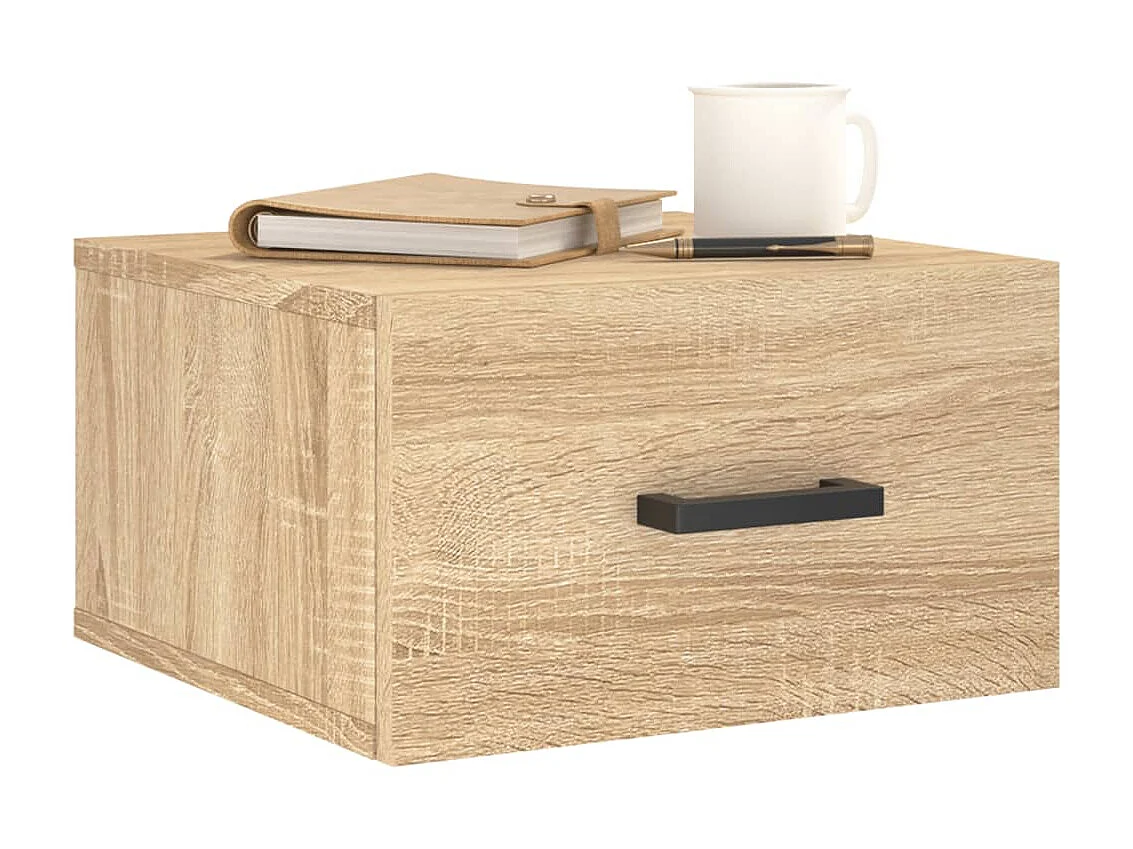 Table de chevet murale chêne sonoma 35x35x20 cm QPD22729