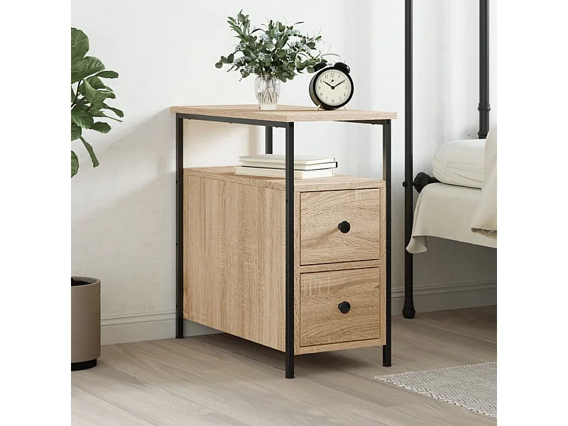 Table de chevet chêne sonoma 30x60x60 cm bois d'ingénierie QPD10317